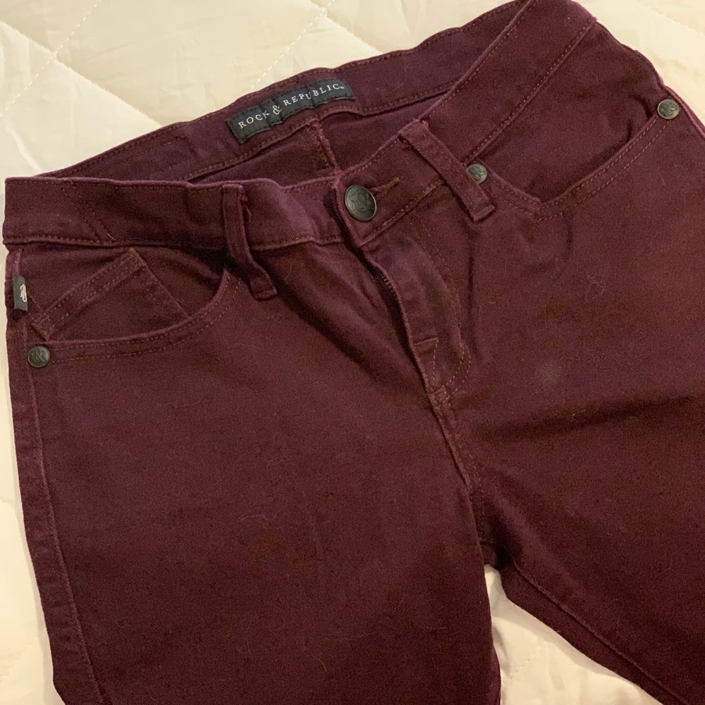 Rock & Republic Maroon Skinny Jeans